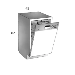 Beépíthető mosogatógép tartozék 45 cm Kezelő konzolos