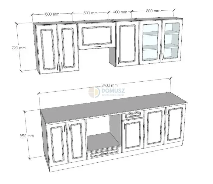 Bambusz-Antracit mart MDF konyhabútor
